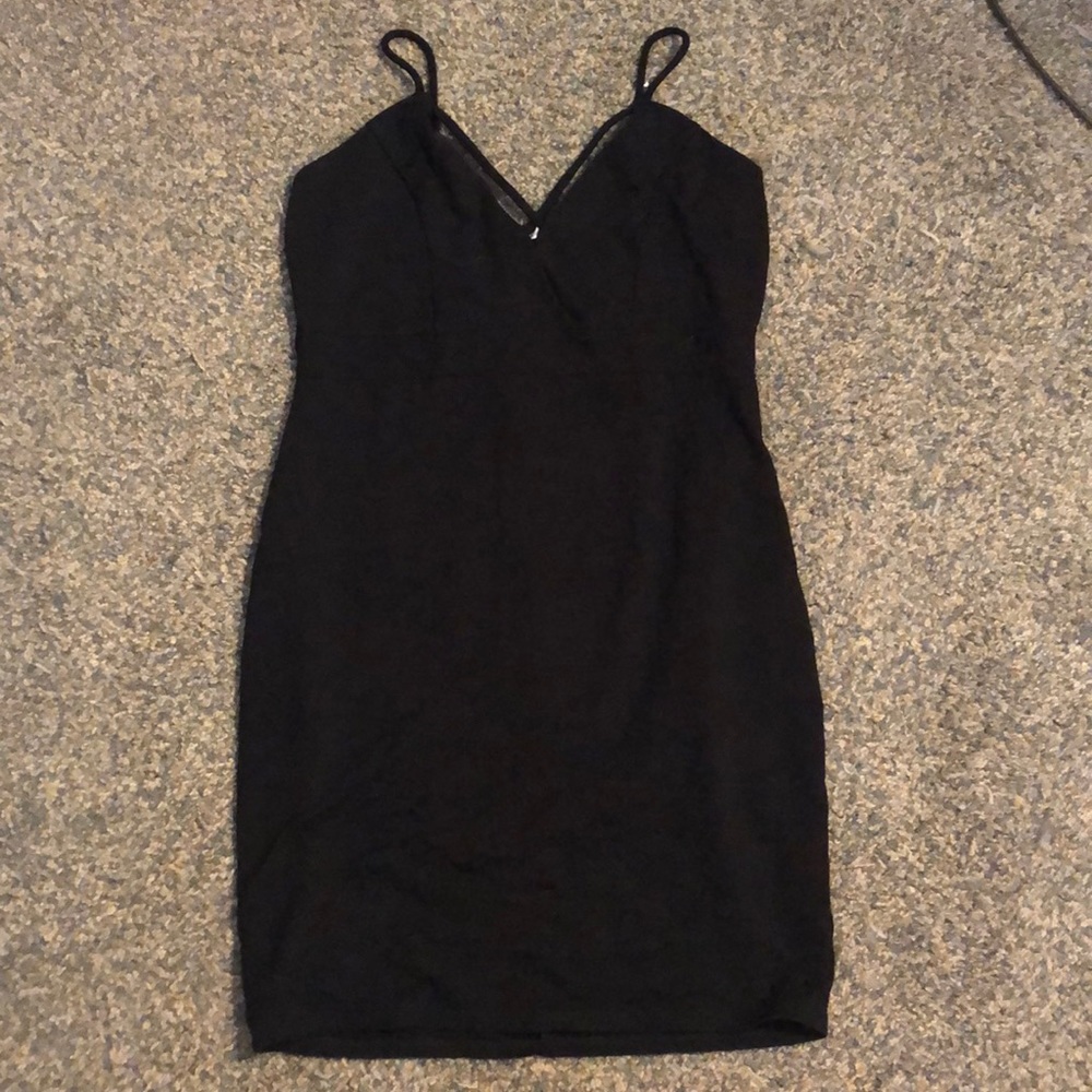 Black Mini Dress Cross Strap Front